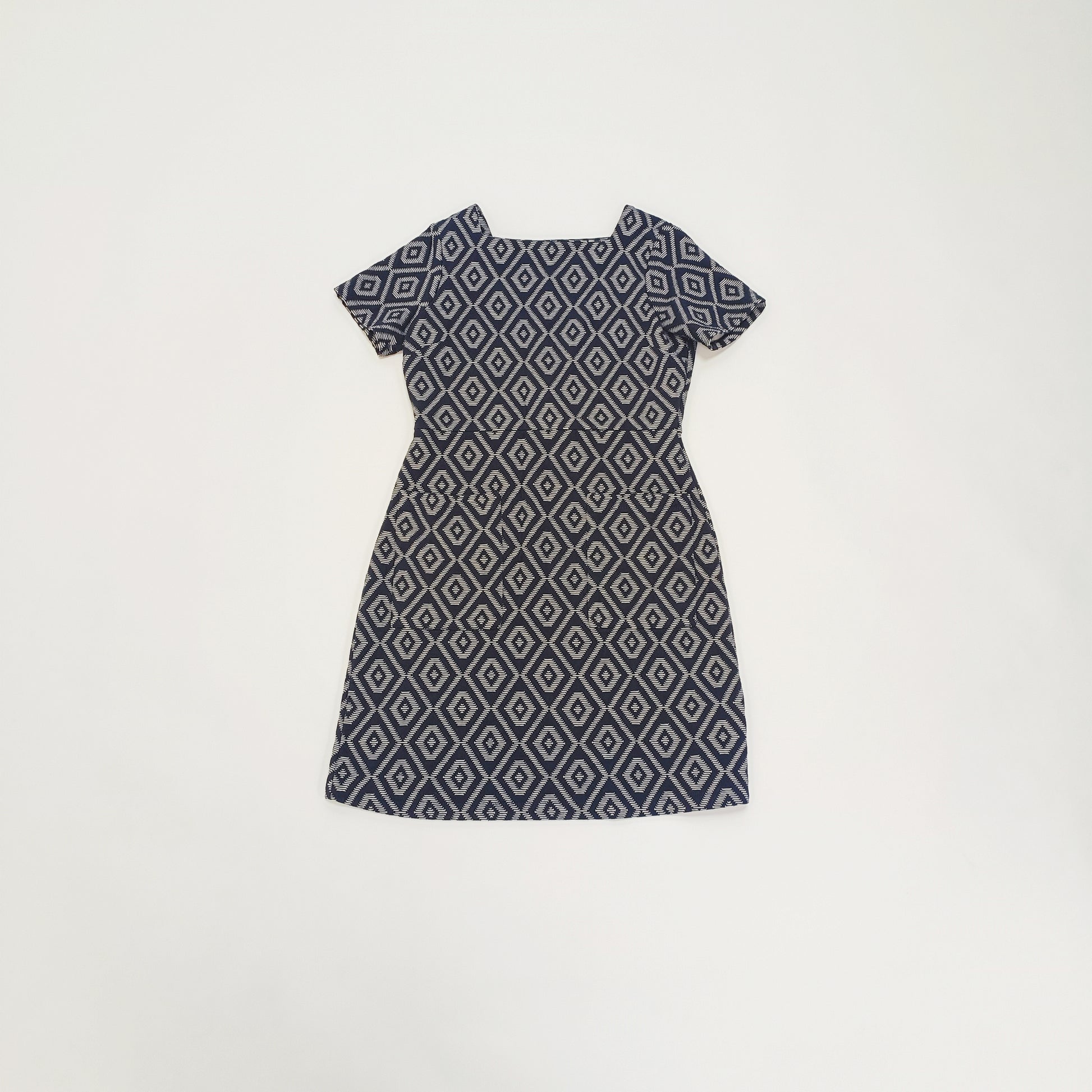 Blue & White Geometric Print Mini Dress Size Medium | Preloved