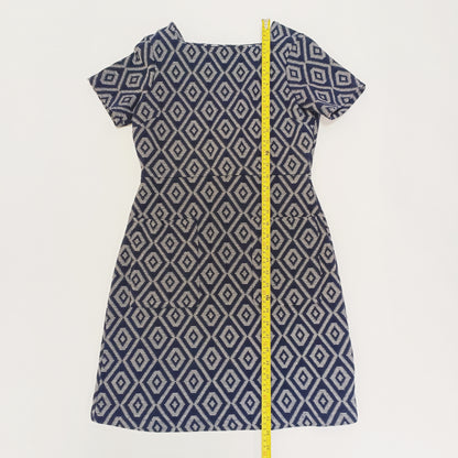 Blue & White Geometric Print Mini Dress Size Medium | Preloved