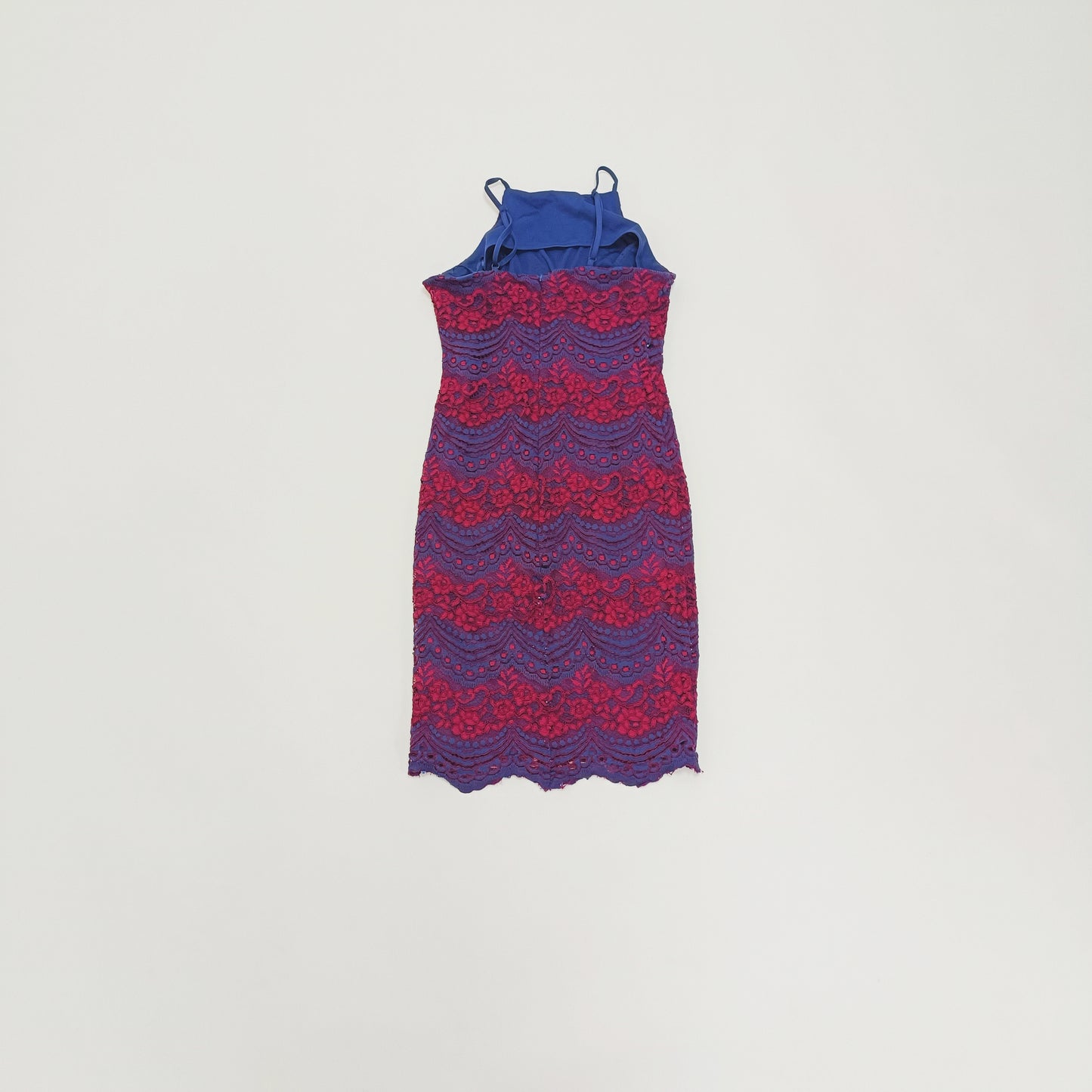 Burgundy & Navy Lace Midi Dress Size Small | Preloved