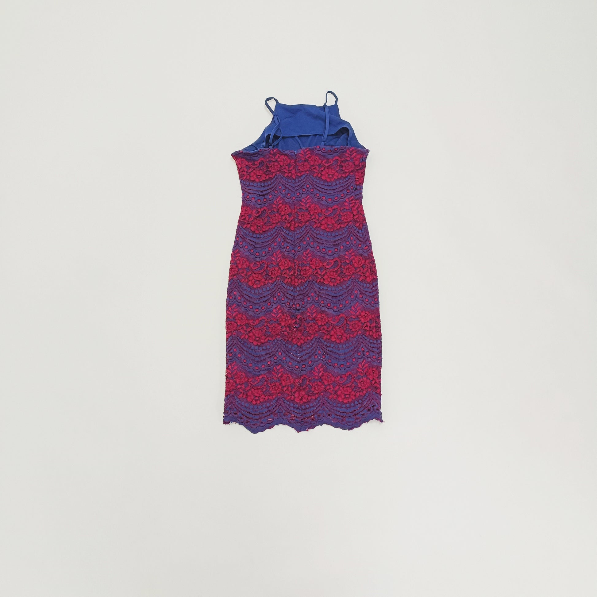 Burgundy & Navy Lace Midi Dress Size Small | Preloved