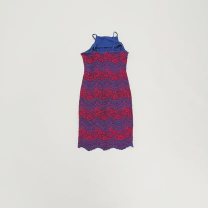 Burgundy & Navy Lace Midi Dress Size Small | Preloved