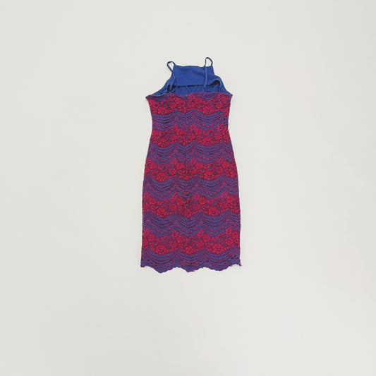Burgundy & Navy Lace Midi Dress Size Small | Preloved