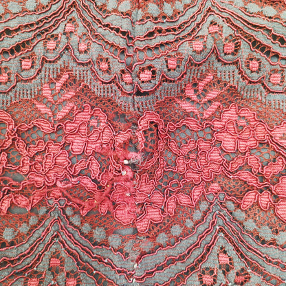 Burgundy & Navy Lace Midi Dress Size Small | Preloved