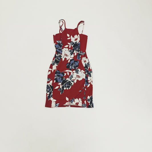 Burgundy Bold Floral Wrap Mini Dress Size Small | Preloved
