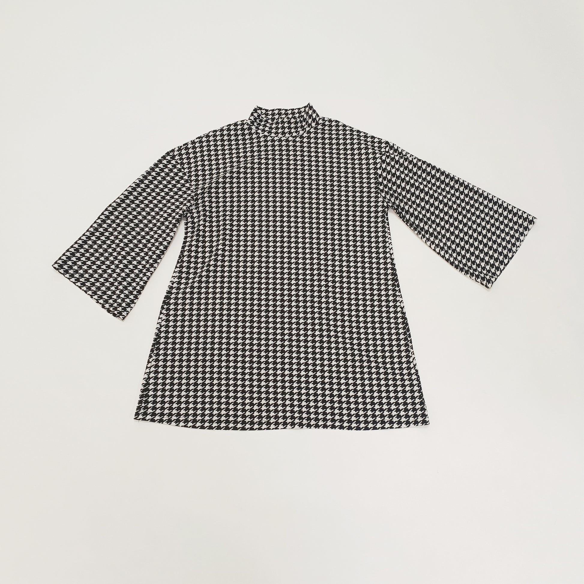 Monochrome Houndstooth Mini Shift Dress Size Extra Large | Preloved