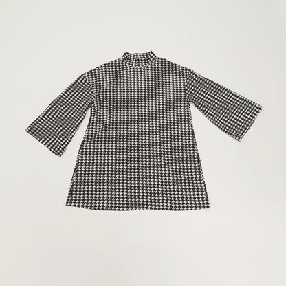 Monochrome Houndstooth Mini Shift Dress Size Extra Large | Preloved