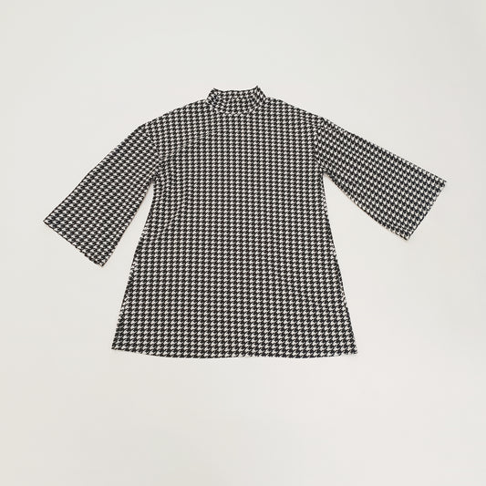 Monochrome Houndstooth Mini Shift Dress Size Extra Large | Preloved
