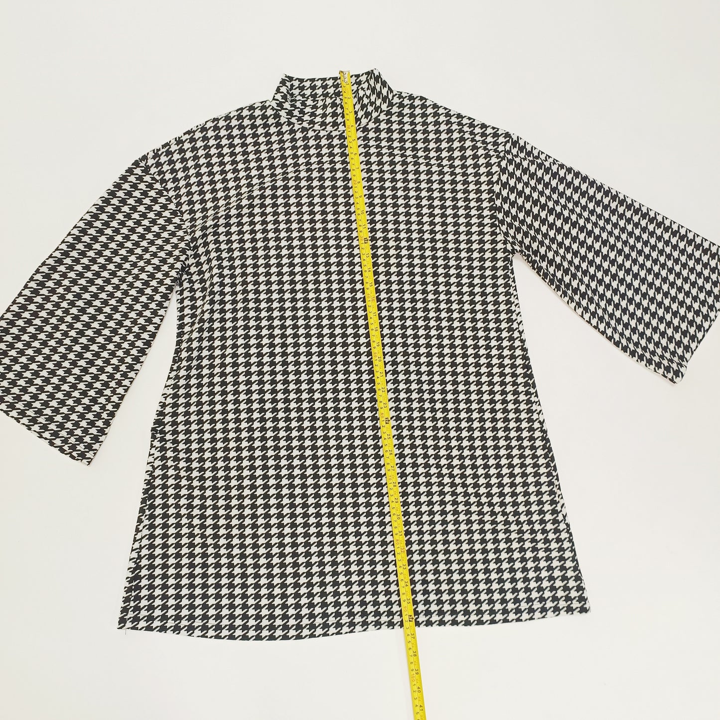 Monochrome Houndstooth Mini Shift Dress Size Extra Large | Preloved