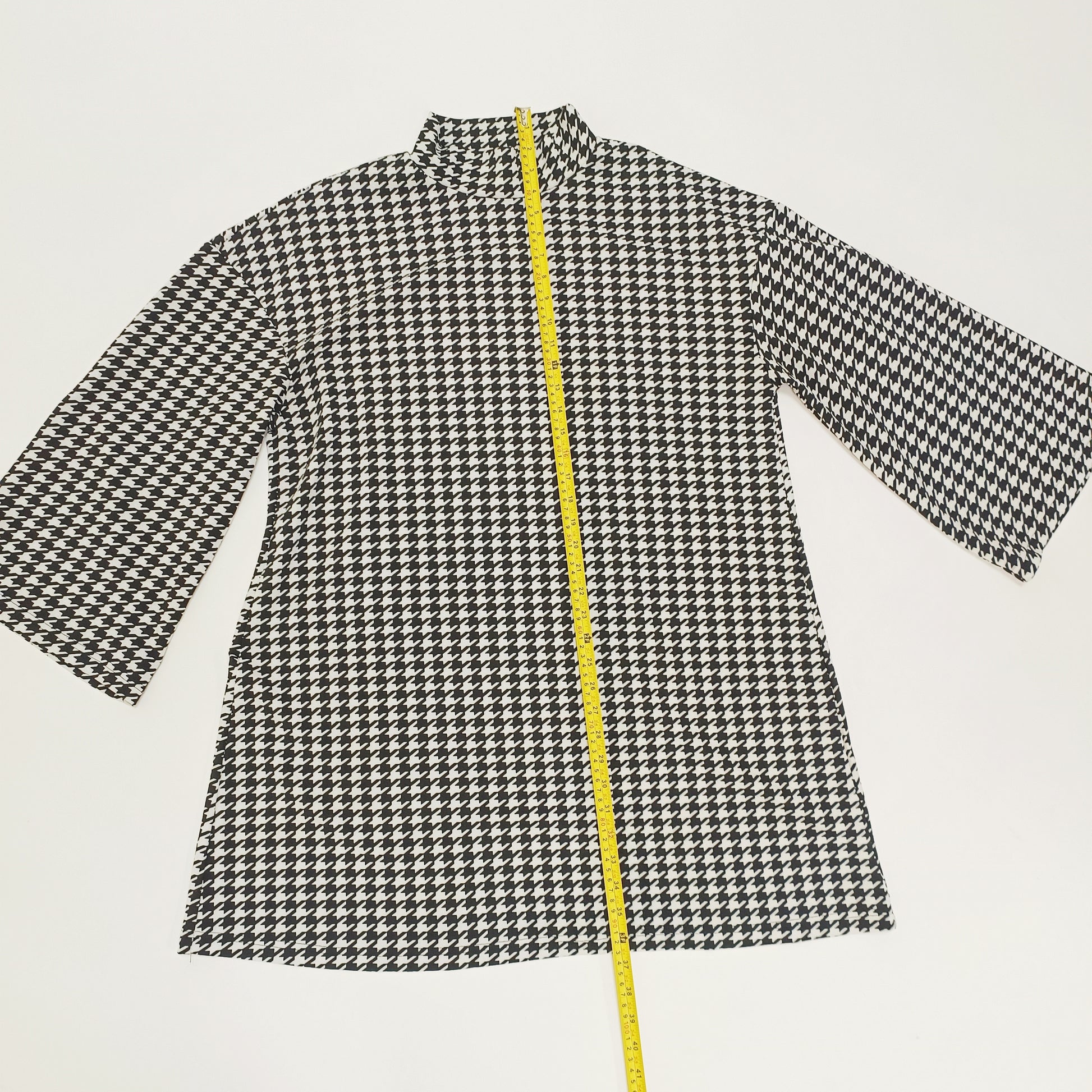 Monochrome Houndstooth Mini Shift Dress Size Extra Large | Preloved