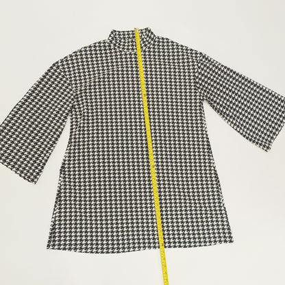 Monochrome Houndstooth Mini Shift Dress Size Extra Large | Preloved