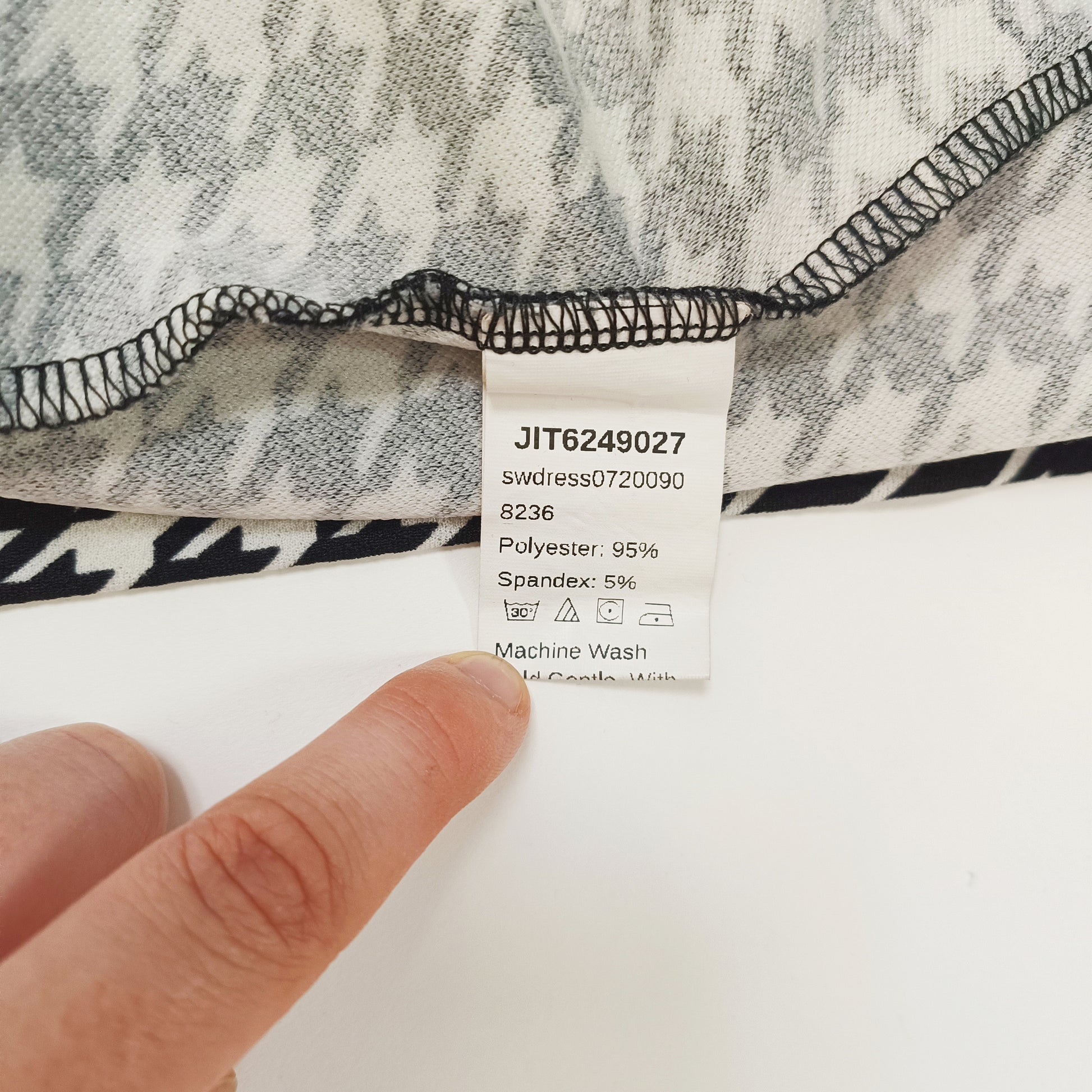 Monochrome Houndstooth Mini Shift Dress Size Extra Large | Preloved