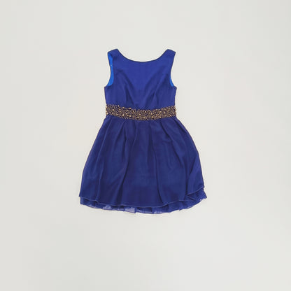 Navy Blue Sleeveless Embellished Ruffle Mini Dress Size Extra Small | Preloved