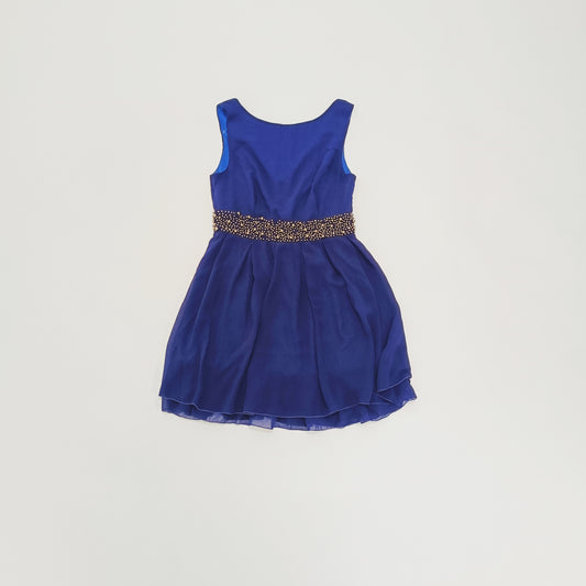 Navy Blue Sleeveless Embellished Ruffle Mini Dress Size Extra Small | Preloved