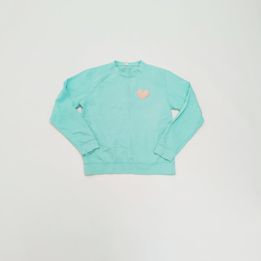 Turquoise Heart Embroidered Sweater Size Medium | Preloved