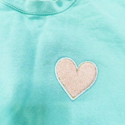 Turquoise Heart Embroidered Sweater Size Medium | Preloved