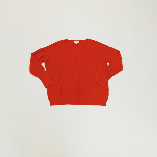 Orange Oversized V Neck Knitted Jumper Size Medium | Preloved