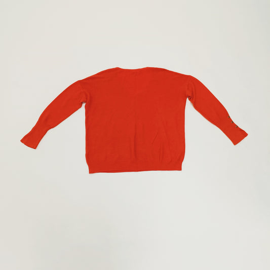 Orange Oversized V Neck Knitted Jumper Size Medium | Preloved