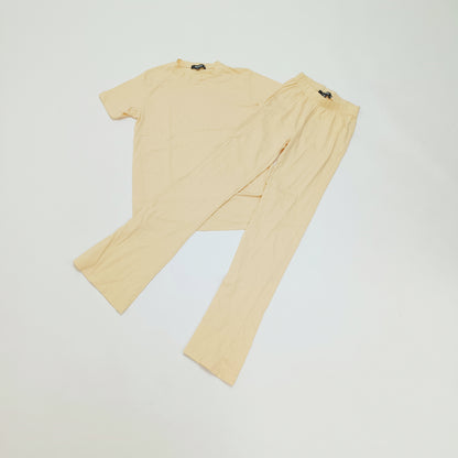 Peach 2 Piece Co-Ord Trousers & T-Shirt Set Size Small | Preloved