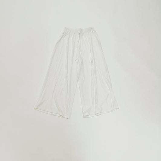 White Ribbed High Waist Cropped Lounge Trousers Size Extra Small | Preloved