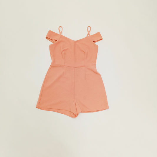 Peach Off Shoulder Textured Playsuit Size Medium | Preloved