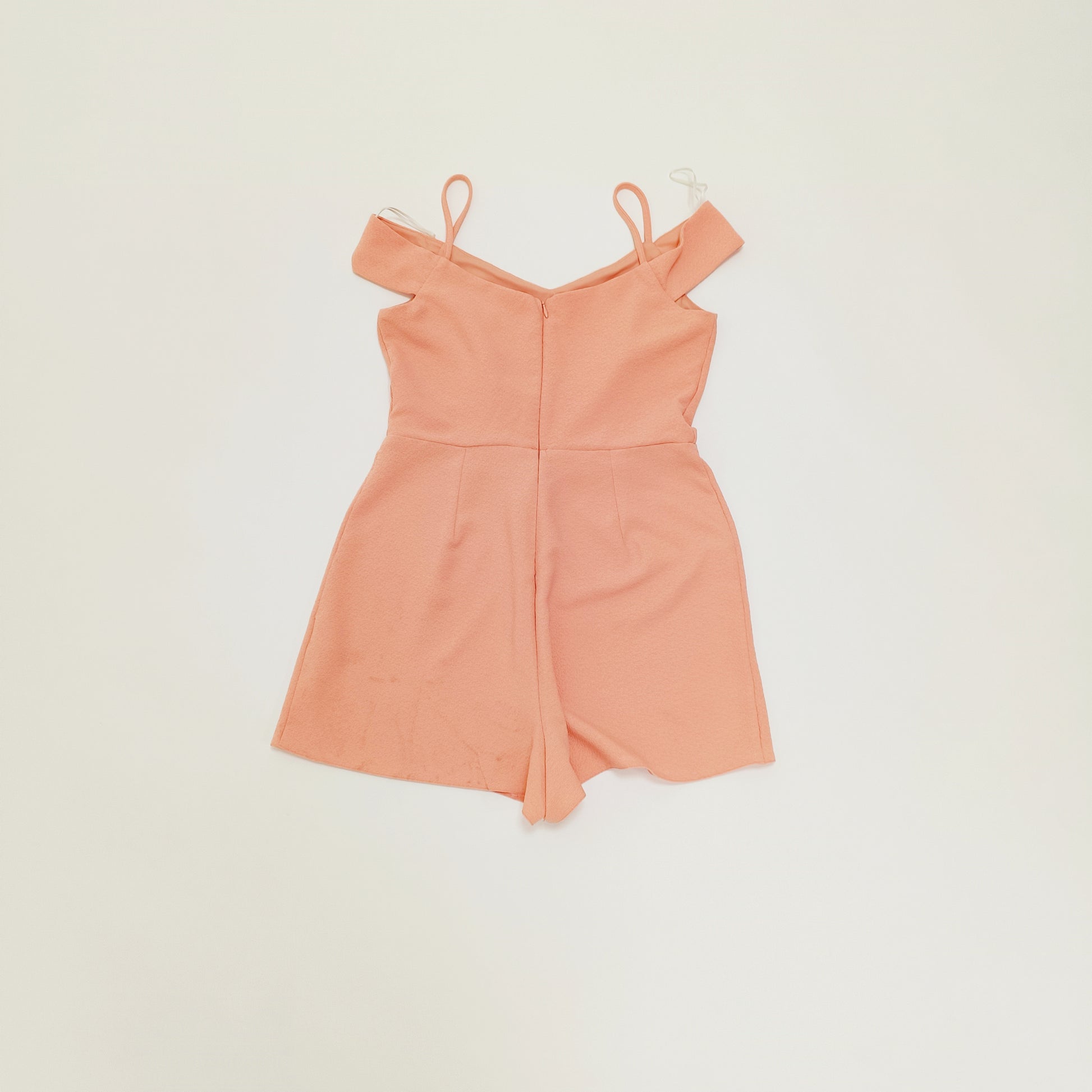 Peach Off Shoulder Textured Playsuit Size Medium | Preloved