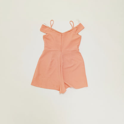 Peach Off Shoulder Textured Playsuit Size Medium | Preloved