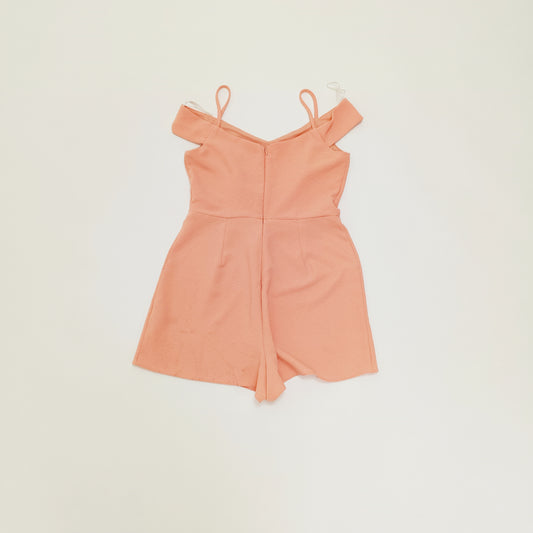 Peach Off Shoulder Textured Playsuit Size Medium | Preloved