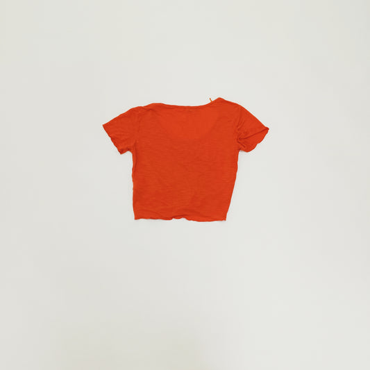 Burnt Orange Tie Front Short Sleeve Baby Tee Size Small | Preloved