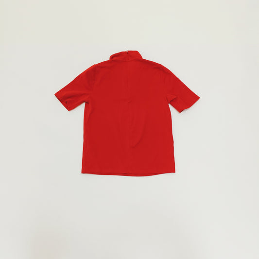 Red Funnel Neck Zip Back Short Sleeve T-Shirt Size Extra Small | Preloved