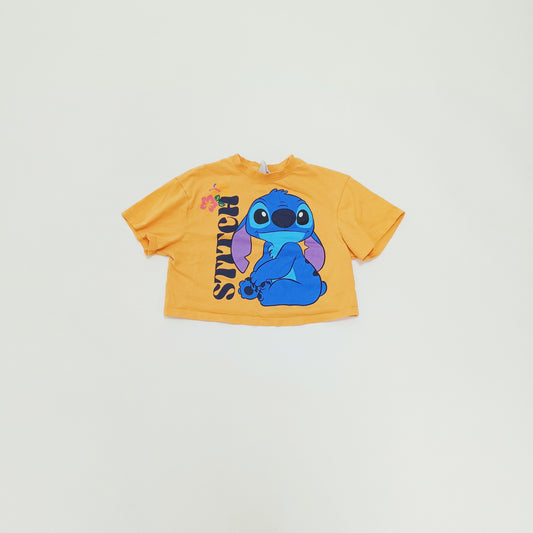 Orange Stitch Graphic Cropped T-Shirt Size Extra Extra Small | Preloved