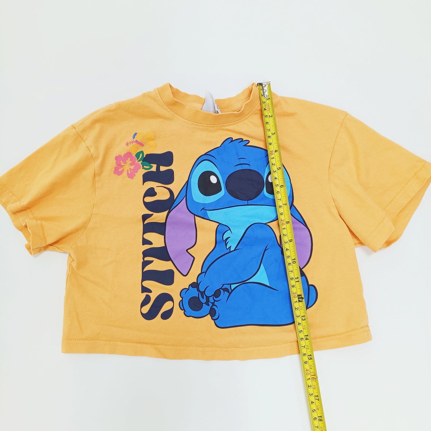 Orange Stitch Graphic Cropped T-Shirt Size Extra Extra Small | Preloved