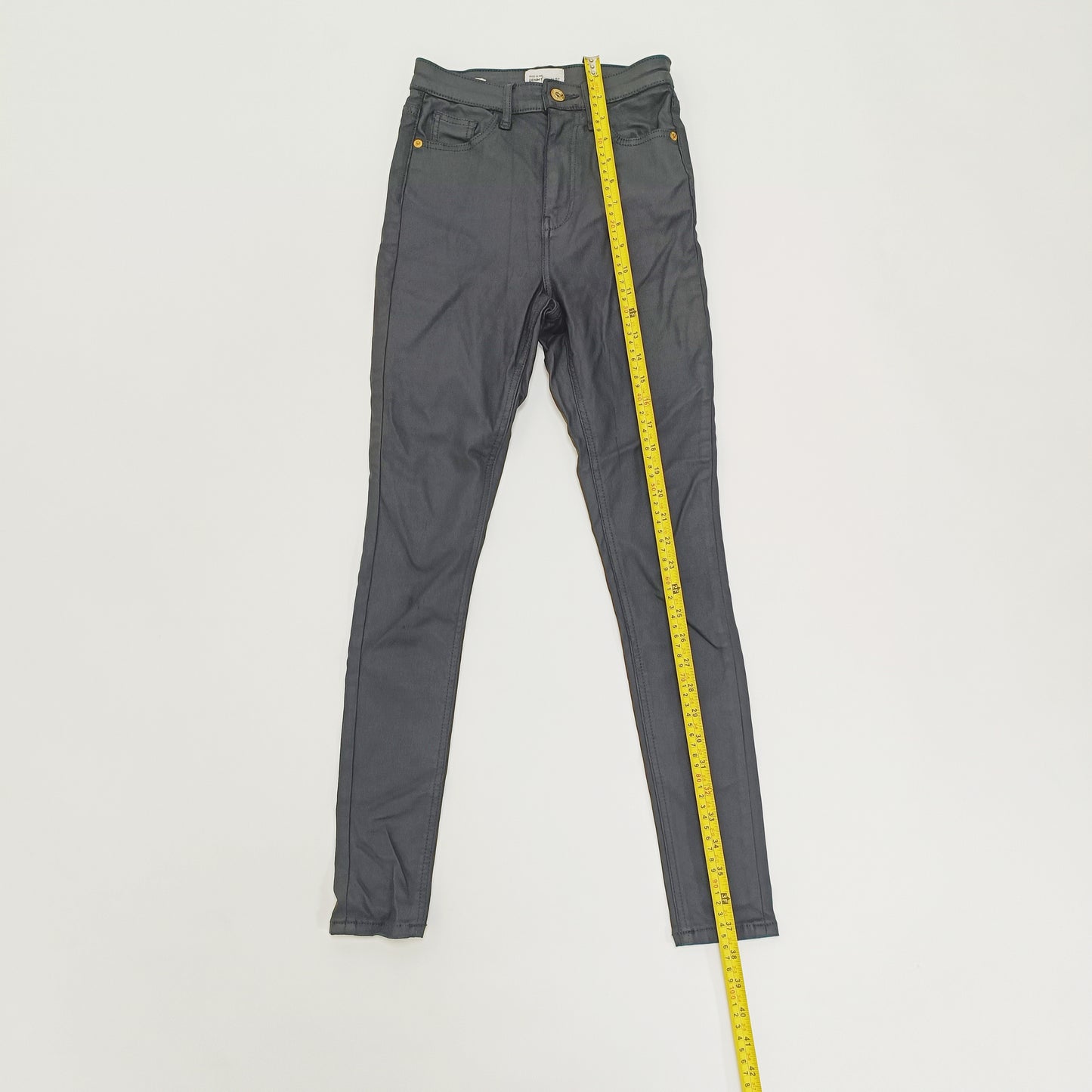 Black Mid Rise Coated Skinny Jeans Size Small | Preloved
