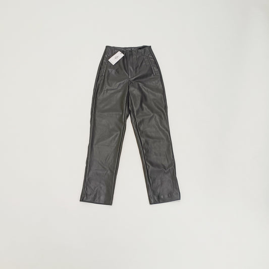 Black Faux Leather High Waist Cigarette Trousers Size Extra Small | Preloved