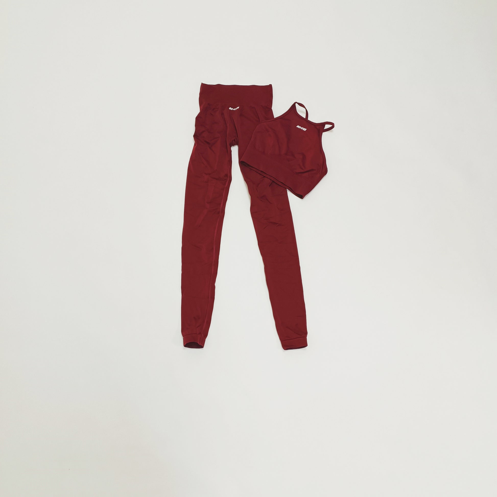 Burgundy Halter Neck Sports Bra & High Waist Leggings Size Extra Small | Preloved