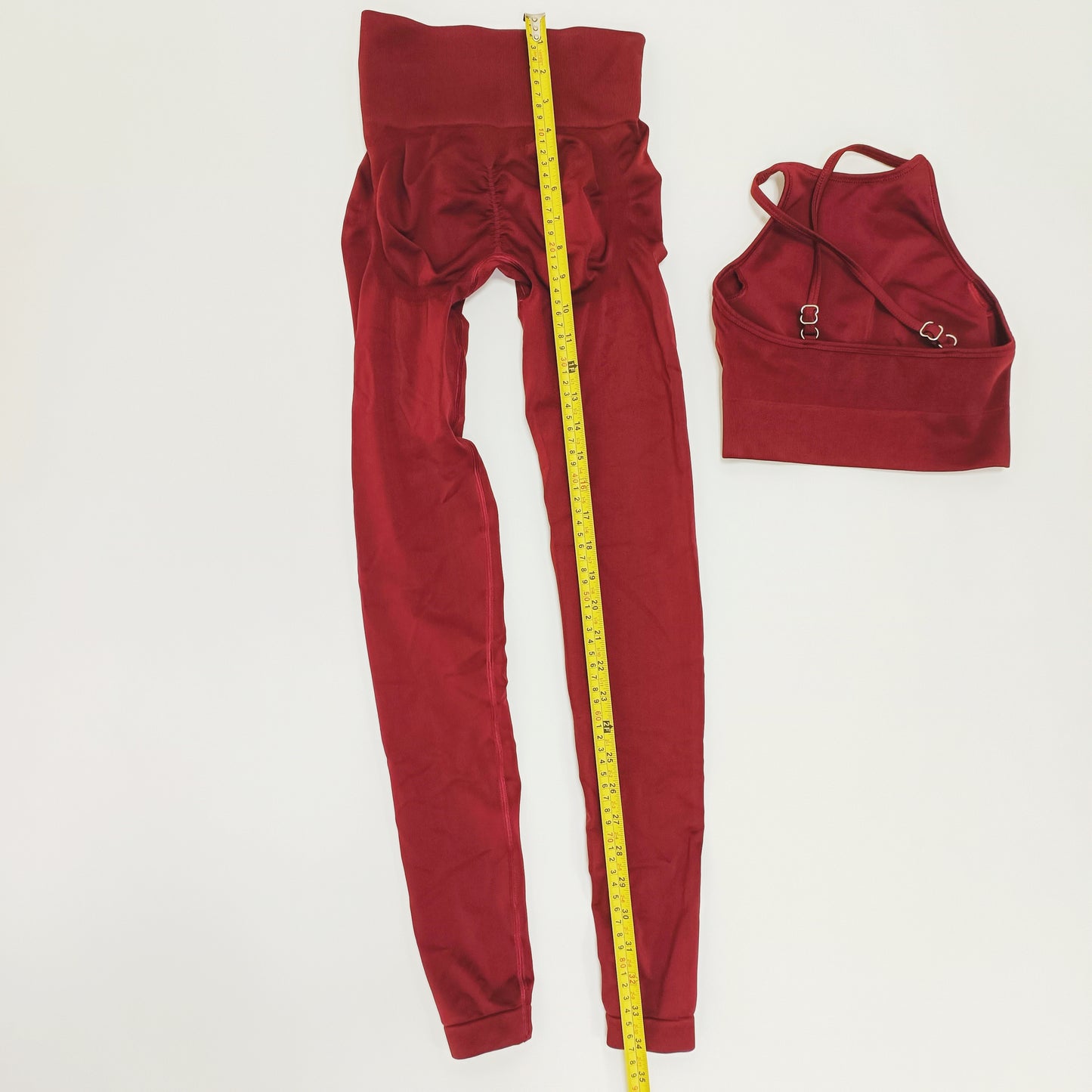 Burgundy Halter Neck Sports Bra & High Waist Leggings Size Extra Small | Preloved