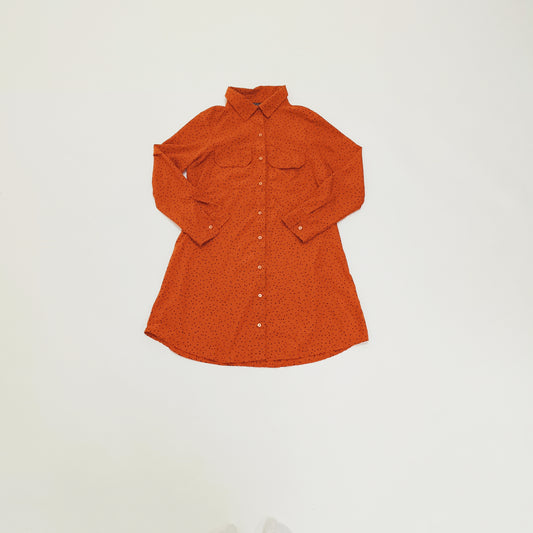 Orange Long Sleeve Mini Shirt Dress With Black Heart Print Size Small | Preloved