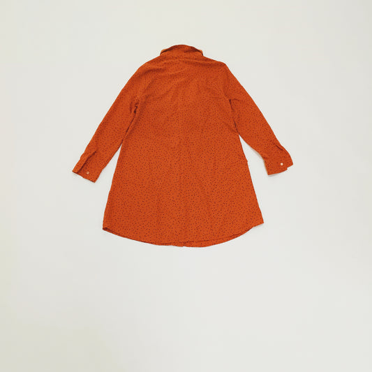 Orange Long Sleeve Mini Shirt Dress With Black Heart Print Size Small | Preloved