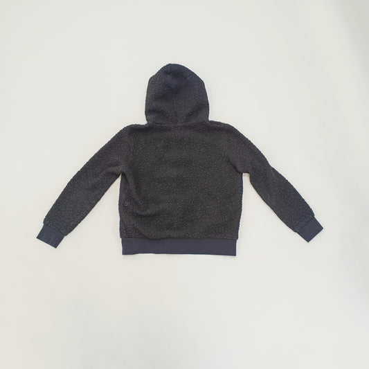 Black Fluffy Zip Up Cropped Hoodie Size Large | Preloved