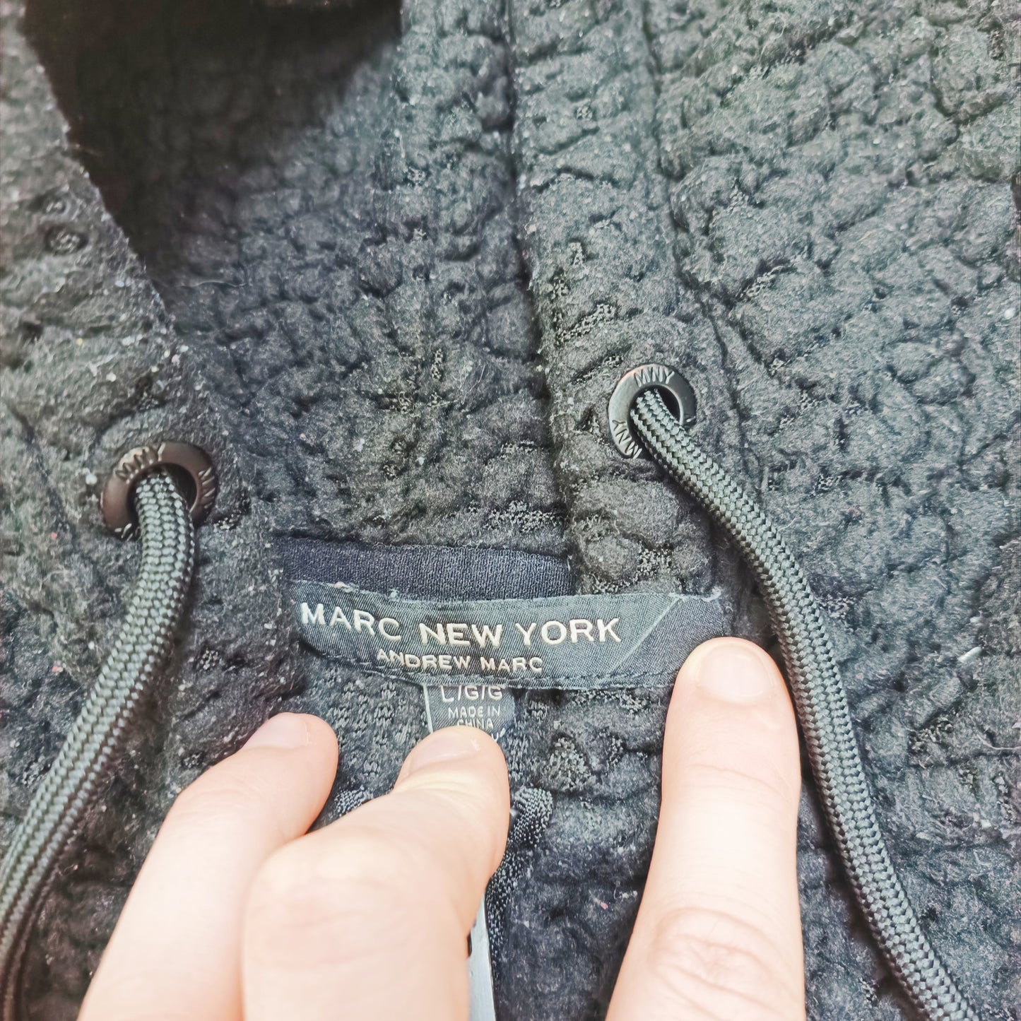 Black Fluffy Zip Up Cropped Hoodie Size Large | Preloved