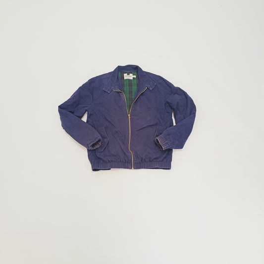 Blue Zip Up Bomber Jacket With Checked Lining Size Medium | Preloved