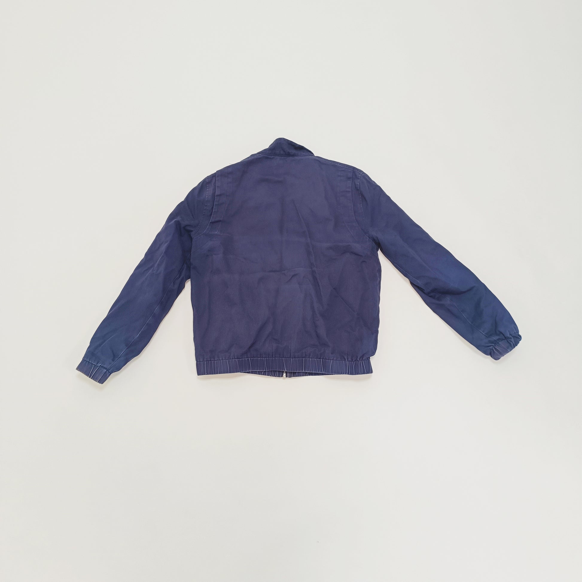 Blue Zip Up Bomber Jacket With Checked Lining Size Medium | Preloved
