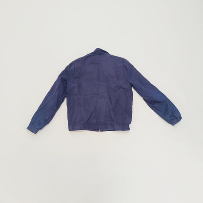 Blue Zip Up Bomber Jacket With Checked Lining Size Medium | Preloved