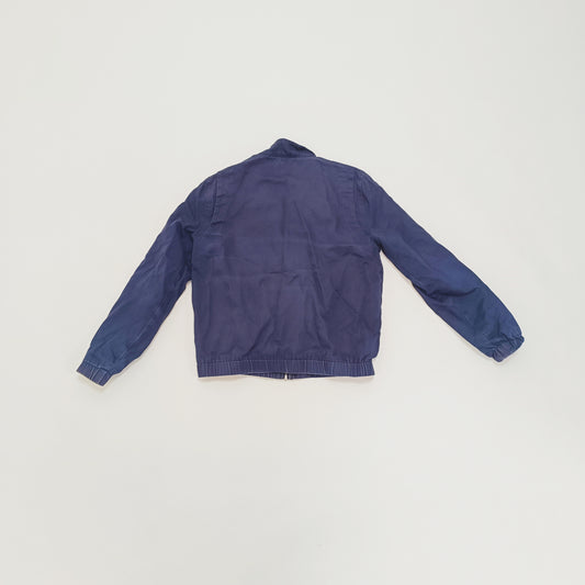 Blue Zip Up Bomber Jacket With Checked Lining Size Medium | Preloved