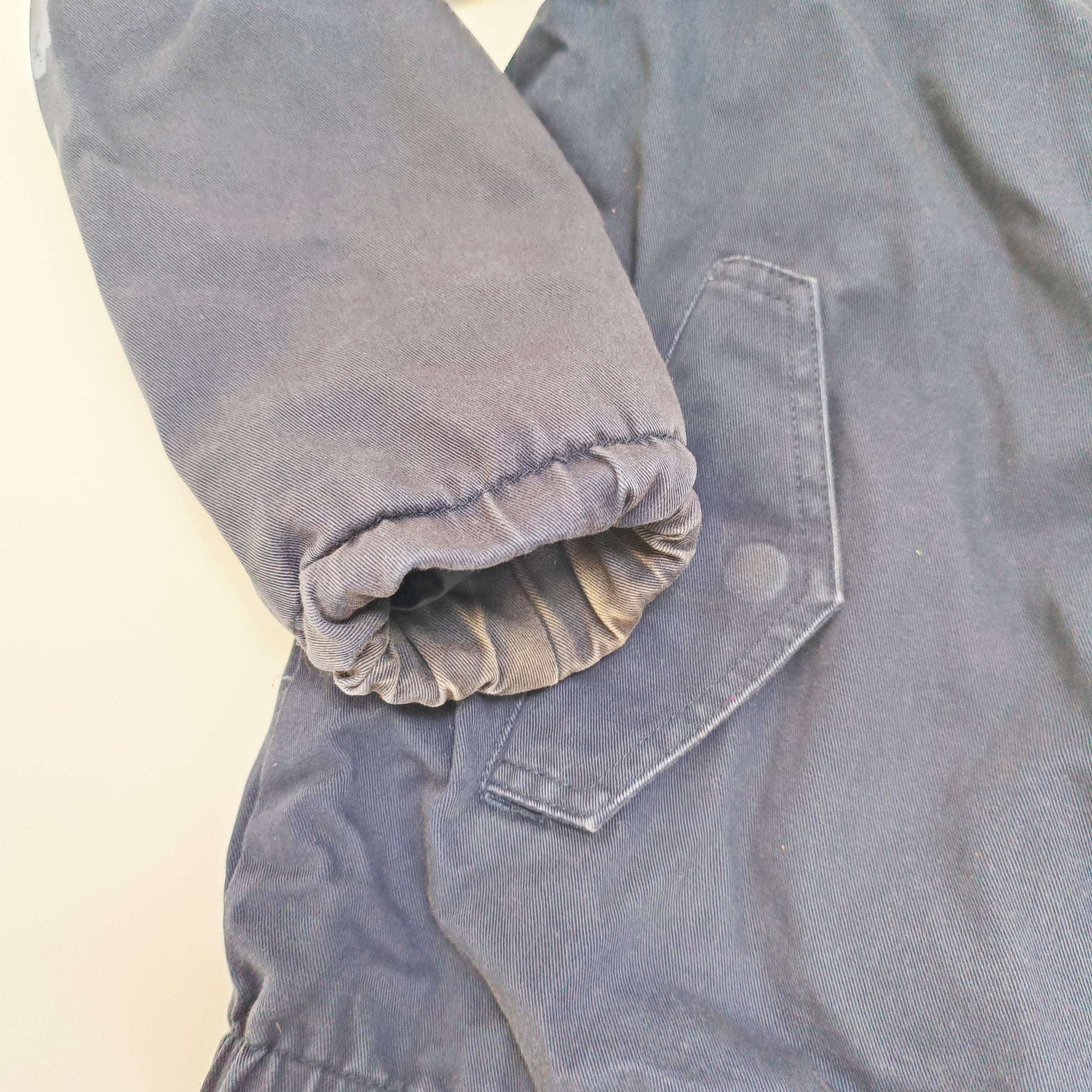 Blue Zip Up Bomber Jacket With Checked Lining Size Medium | Preloved