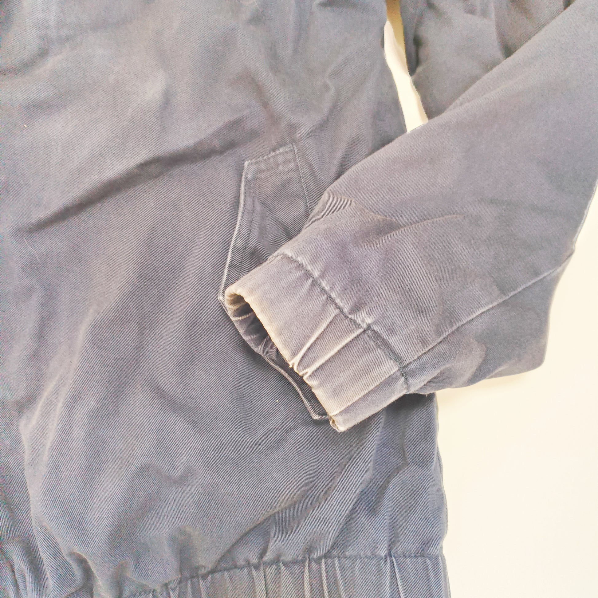 Blue Zip Up Bomber Jacket With Checked Lining Size Medium | Preloved