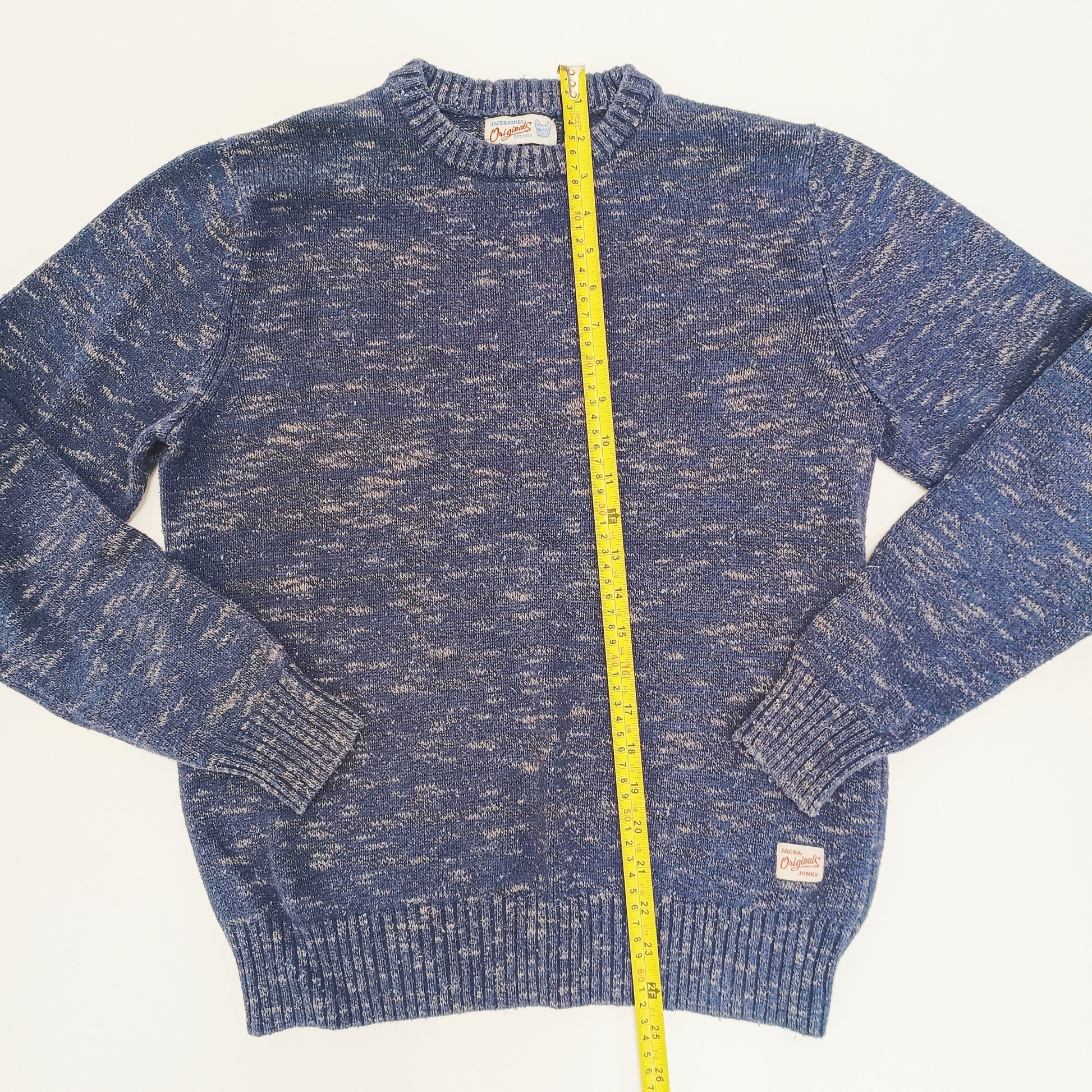 Navy Blue Long Sleeve Knitted Mens Jumper Size Medium | Preloved