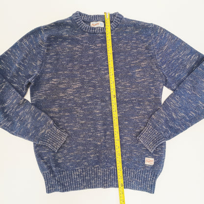 Navy Blue Long Sleeve Knitted Mens Jumper Size Medium | Preloved