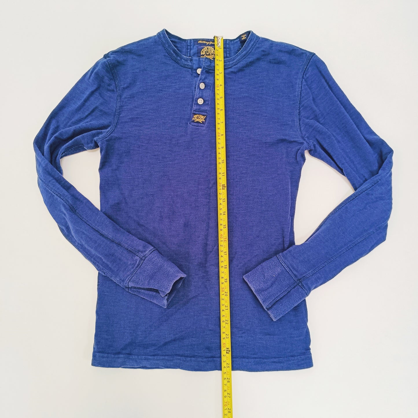 Blue Thick Long Sleeve Mens T-Shirt Size Small | Preloved