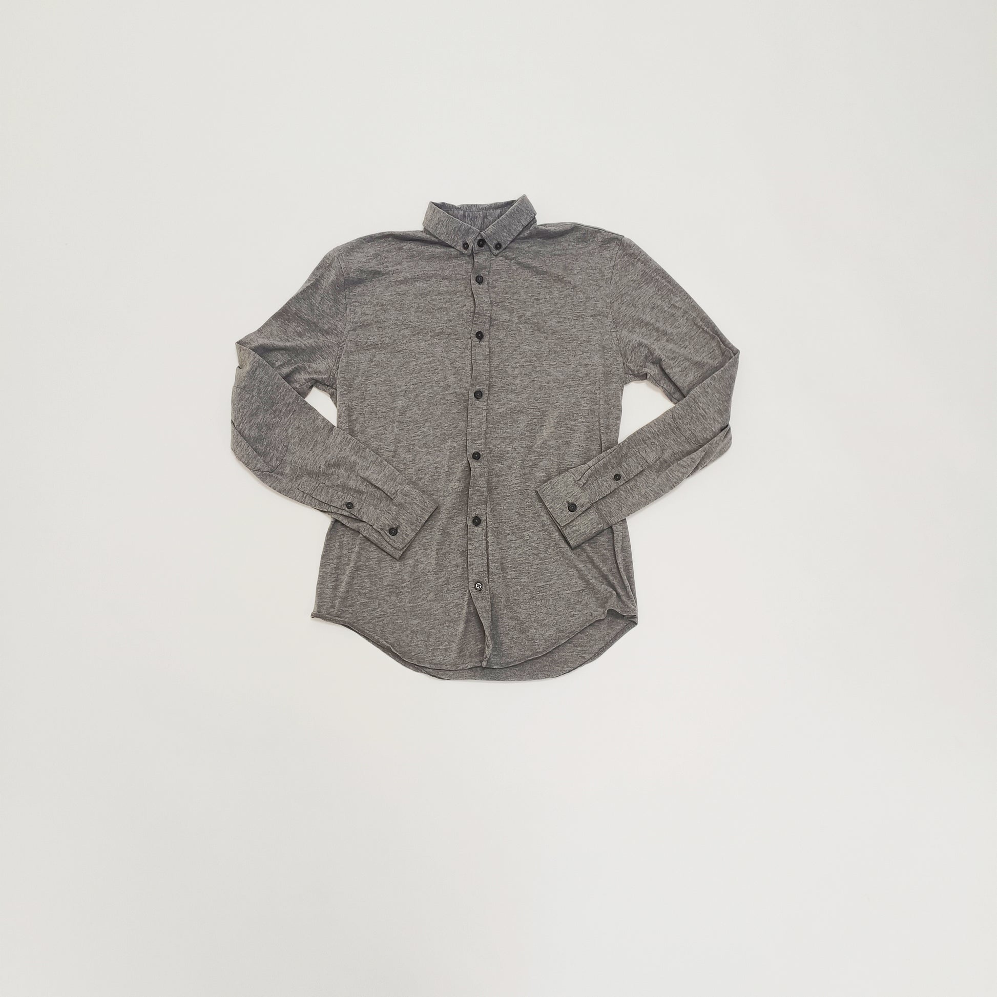 Grey Slim Fit Jersey Long Sleeve Mens Shirt Size Small | Preloved