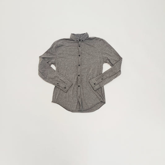 Grey Slim Fit Jersey Long Sleeve Mens Shirt Size Small | Preloved